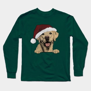 Labrador Retriever with Santa Hat Long Sleeve T-Shirt